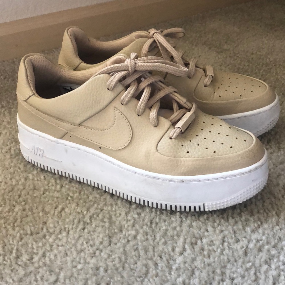 Tan leather Nike Air Forces; size 8.5 women’s